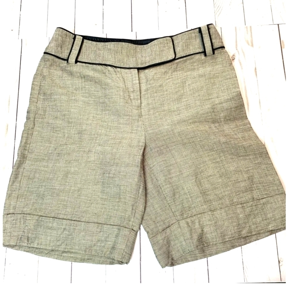 White House Black Market Bermuda neutral Brown Tweed linen blend Shorts w29